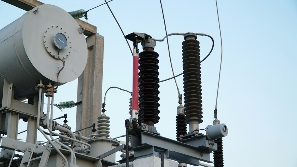 Electrical equipment. Electric substation. Electric current redistribution substation