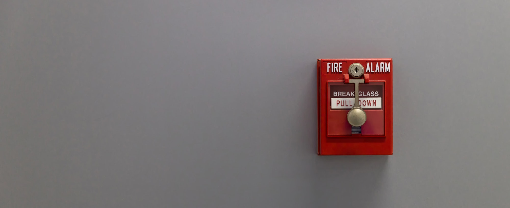 Fire alarm on the wall. Emergency of Fire alarm or alert or bell warning equipment.